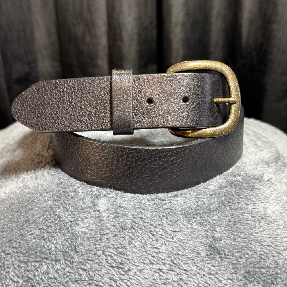 Justin Boots Black Belt with Brass Buckle
